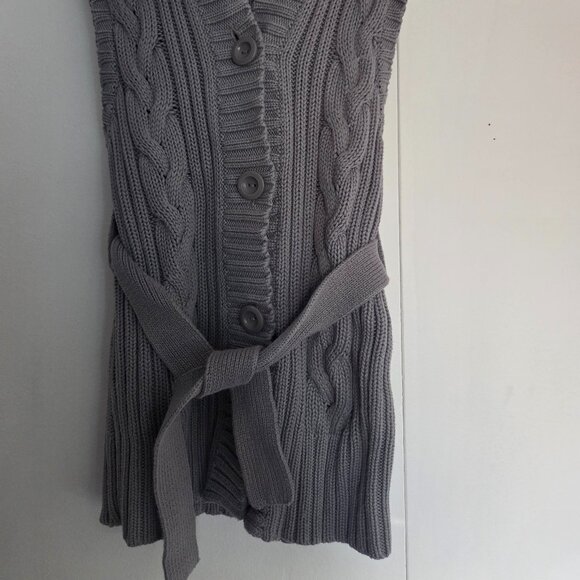 Long hooded sweater vest, size S, gray - Picture 4 of 8